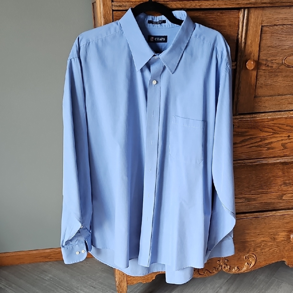 🌿 Chaps Light Blue Dress Shirt Size 18-18.5 Neck, 36/37 XXL
